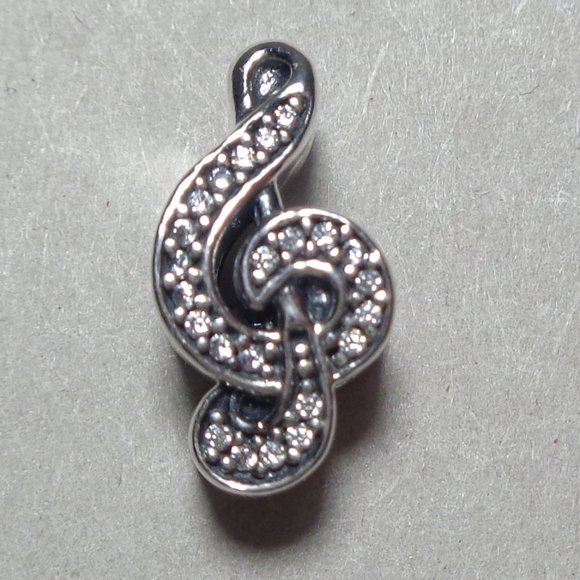Pandora TREBLE CLEF MUSIC 791381CZ Silver Cubic Zirconia Crystals New Charm - Picture 1 of 14